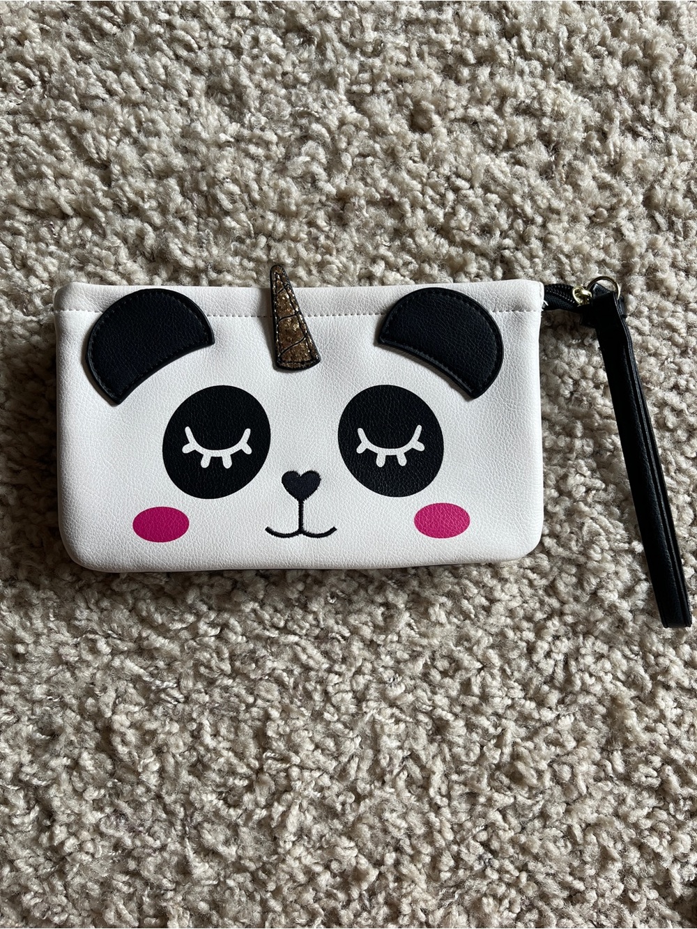 Betsey Johnson Black & White Panda Unicorn Wristlet Wallet